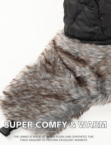 Buauty الفراء الصياد قبعة للرجال النساء الشتاء يندبروف قبعات Ushanka الروسية الناعمة مع اللوحات الأذن الدافئة وقناع قابل للإزالة in Kuwait