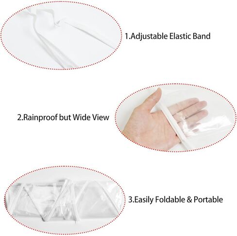 6 Pcs Rain Bonnet with Visor Clear Waterproof Plastic Rain Hat with Brim Protect Hairstyle Portable for Women Men (Clear) in Saudi Arabia