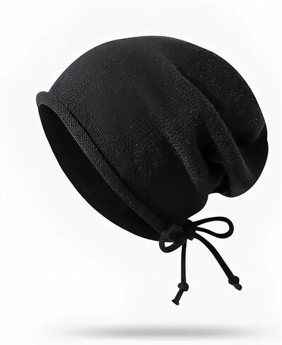 Winter Beanie Hats for Women, Slouchy Knit Beanie with Adjustable Drawstring, Soft Warm Skull Cap for Daily Streetwear in Saudi Arabia