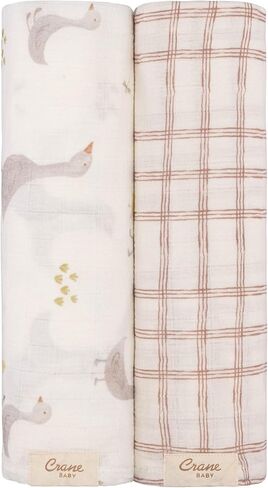 Crane Baby Soft Muslin Swaddle, Soft Swaddle Wraps for Boys and Girls, Blue Tie-Dye and Whale, 2 Count, 47" x 47" in Saudi Arabia