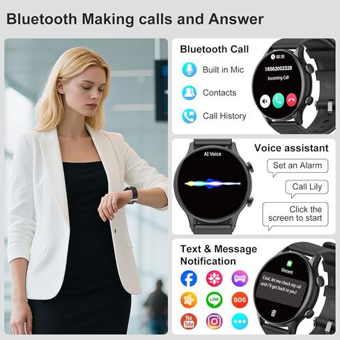Smart Watches for Women, Sport Smart Watch Answer/Make Calls, IP68 Fitness Trackers with Sleep Heart Rate SpO2 Sleep Monitor Female Cycle, Smartwatch for iOS Android, 2 Bands in Saudi Arabia