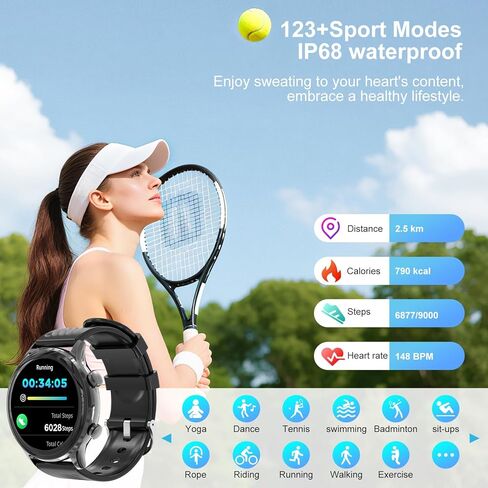 Smart Watches for Women, Sport Smart Watch Answer/Make Calls, IP68 Fitness Trackers with Sleep Heart Rate SpO2 Sleep Monitor Female Cycle, Smartwatch for iOS Android, 2 Bands in Saudi Arabia