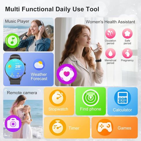 Smart Watches for Women, Sport Smart Watch Answer/Make Calls, IP68 Fitness Trackers with Sleep Heart Rate SpO2 Sleep Monitor Female Cycle, Smartwatch for iOS Android, 2 Bands in Saudi Arabia