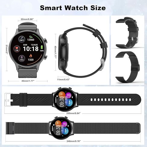 Smart Watches for Women, Sport Smart Watch Answer/Make Calls, IP68 Fitness Trackers with Sleep Heart Rate SpO2 Sleep Monitor Female Cycle, Smartwatch for iOS Android, 2 Bands in Saudi Arabia