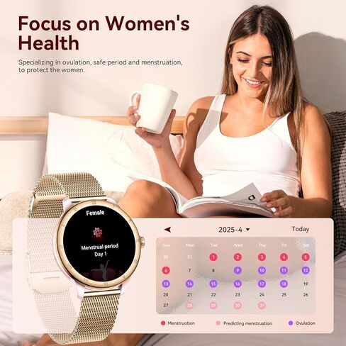 Smart Watches for Women, HD Screen Fitness Tracker 5ATM Waterproof with Bluetooth Make/Answer Calls, Activity Trackers with Heart Rate/Sleep/Female/SpO2 Monitor, Smartwatch for iPhone/Android(2 bands) in Kuwait