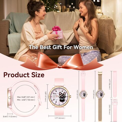 Smart Watches for Women, HD Screen Fitness Tracker 5ATM Waterproof with Bluetooth Make/Answer Calls, Activity Trackers with Heart Rate/Sleep/Female/SpO2 Monitor, Smartwatch for iPhone/Android(2 bands) in Kuwait