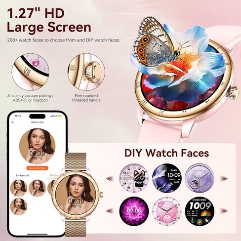 Smart Watches for Women, HD Screen Fitness Tracker 5ATM Waterproof with Bluetooth Make/Answer Calls, Activity Trackers with Heart Rate/Sleep/Female/SpO2 Monitor, Smartwatch for iPhone/Android(2 bands) in Kuwait