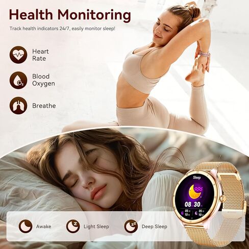 Smart Watches for Women, HD Screen Fitness Tracker 5ATM Waterproof with Bluetooth Make/Answer Calls, Activity Trackers with Heart Rate/Sleep/Female/SpO2 Monitor, Smartwatch for iPhone/Android(2 bands) in Saudi Arabia