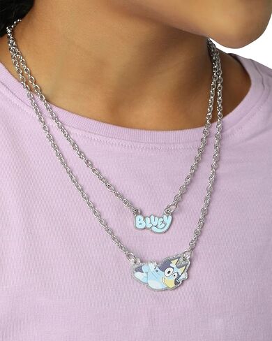 Bluey Layered Necklaces for Girls 2 Pieces, 16"-17"+3.25" Kids Bluey Jewelry Official License in Saudi Arabia