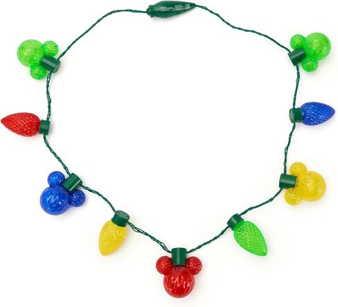 Disney Store Official Mickey Mouse Icon Colored Light-Up Holiday Glow Necklace - Disney Christmas Light Up Necklace with 9 Colorful Bulbs, 5 Mickey Icons & 4 Droplet Lights in Saudi Arabia