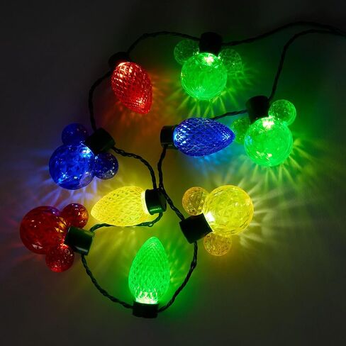 Disney Store Official Mickey Mouse Icon Colored Light-Up Holiday Glow Necklace - Disney Christmas Light Up Necklace with 9 Colorful Bulbs, 5 Mickey Icons & 4 Droplet Lights in Saudi Arabia