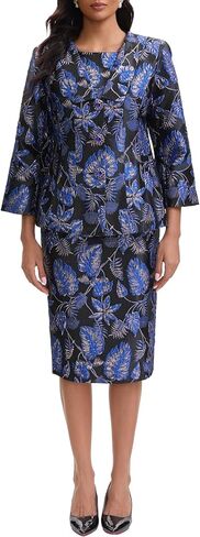 Womens 3 Piece Church Suits for Mother Formal Occasion Party Dress Elegant Jacquard Embroidery Jacket Set in Saudi Arabia