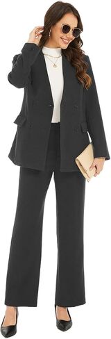 Lamgool Women Suit 2 Pieces Double Breasted Wool-Look Pants Set for Work in Saudi Arabia