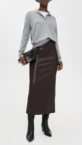 Enza Costa Women's Faux Leather Hi-Waist Curve Skirt in Saudi Arabia