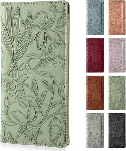 Checkbook Cover for Personal Checkbook，Soft PU leather with a detailed embossed flower pattern，with Pen Holder & Built-in Clear Plastic Divider for Duplicate Checks in Saudi Arabia