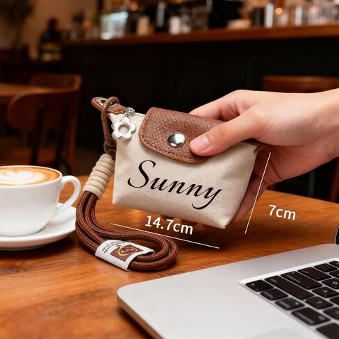 Custom Mini Nylon Dumpling Coin Purse - Personalized Zipper Pouch with Detachable Wrist Strap & Keychain, Small Makeup Wallet for Women (Custom Text/Logo Available) in Saudi Arabia