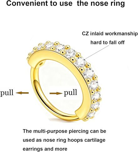 20G Surgical Stainless Steel Nose Rings Hoops & Studs - Hypoallergenic Nose Screw Piercing with 2-3mm Gold-Tone CZ, Multi-Size for Women Men in Saudi Arabia