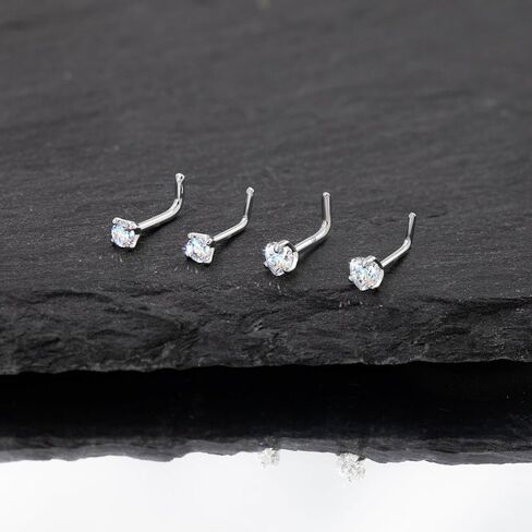 14K الذهب L شكل مويسانيتي الأنف الدائري ترصيع، 18G 20G الأنف خواتم ثقب المجوهرات للنساء الرجال in Kuwait