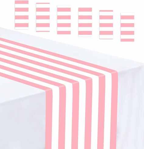 3 Pcs Stripe Table Runner Plastic 14 x 108 Black and White Stripe Table Runner for Wedding Birthday Baby Shower Party Disposable Table Runner in Saudi Arabia