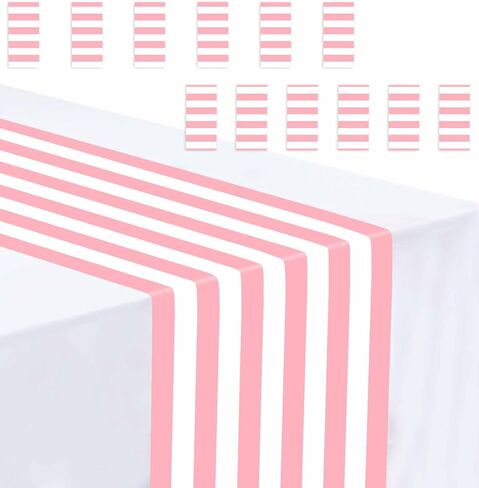 3 Pcs Stripe Table Runner Plastic 14 x 108 Black and White Stripe Table Runner for Wedding Birthday Baby Shower Party Disposable Table Runner in Saudi Arabia