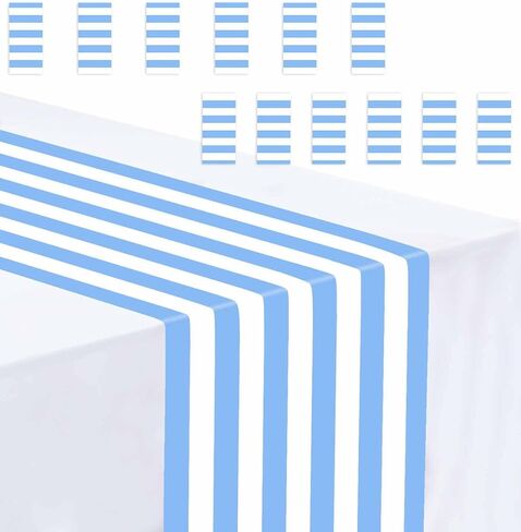 3 Pcs Stripe Table Runner Plastic 14 x 108 Black and White Stripe Table Runner for Wedding Birthday Baby Shower Party Disposable Table Runner in Saudi Arabia
