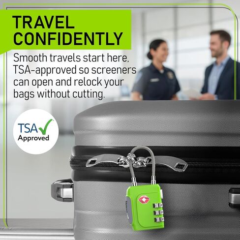 Untethered TSA Luggage Locks (3 Pack) – Resettable 3-Digit Combination TSA Approved Travel Padlocks for Suitcases, Backpacks, Gym Bags & Checked Baggage (3 Pack | Green) in Saudi Arabia