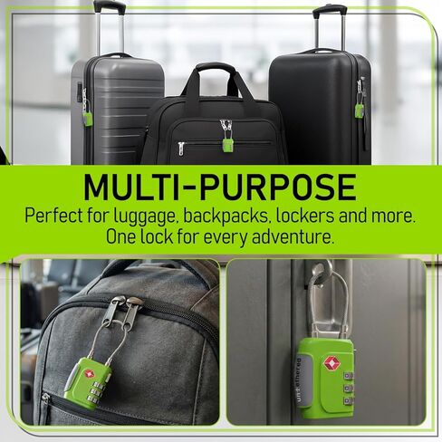 Untethered TSA Luggage Locks (3 Pack) – Resettable 3-Digit Combination TSA Approved Travel Padlocks for Suitcases, Backpacks, Gym Bags & Checked Baggage (3 Pack | Green) in Saudi Arabia