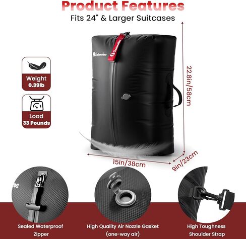 Vacuum Bags for Travel Luggage (2PCS + 6.0kPa Pump), Vacuum Clothing Compression Bag with Adjustable Shoulder Strap, 50.6L Large Capacity, IP67 Waterproof, Reusable for Carry-on Luggage & Backpack in Saudi Arabia