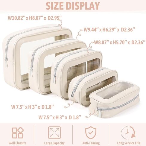 5PCS Diaper Bag Organizer Pouch Set, TSA Approved Toiletry Bag，Clear Waterproof TPU Makeup Bag Set Travel Organizer Bags for Women and Kids Christmas Gift in Saudi Arabia