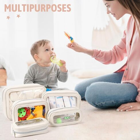 5PCS Diaper Bag Organizer Pouch Set, TSA Approved Toiletry Bag，Clear Waterproof TPU Makeup Bag Set Travel Organizer Bags for Women and Kids Christmas Gift in Saudi Arabia