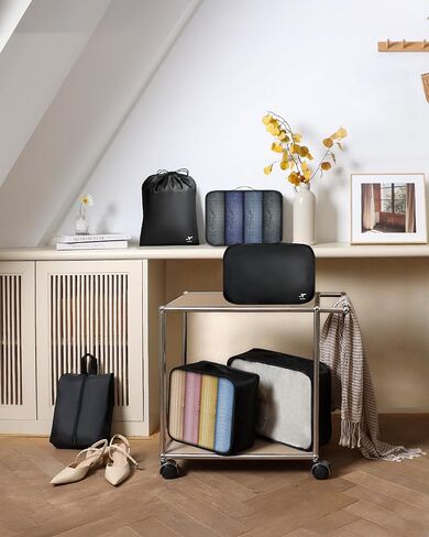 HOTOR Packing Cubes for Suitcases - 6 Pieces, Light Packing Cubes for Travel, Premium Suitcase Organizer Bags Set, Space-Saving Luggage Organizers, Travel Accessories and Essentials, Black in Saudi Arabia