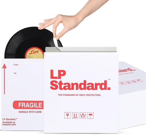 LP Standard Vinyl Record Shipping Boxes - 30 Pack LP Mailers, Adhesive Tape Included, 3x Cardboard Thickness - Record Mailers 13"x13"x0.75" - Heavy Duty Vinyl Record Mailers Fits 1 to 3 LP Records in Saudi Arabia