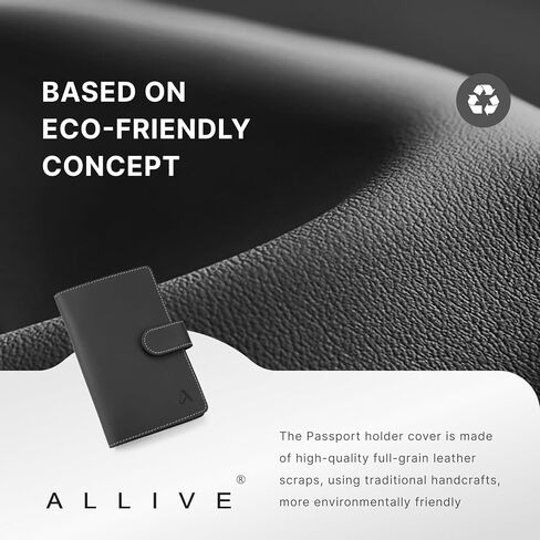 ALLIVE Passport Holder for Travel Family, Genuine Leather Passport Wallet with AirTag Slot, RFID Blocking Travel Document Organizer for Women & Men, Airport Essentials, Family Travel Gift (Black) in Saudi Arabia