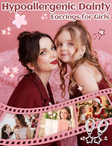 BESTEEL 14Pairs Hypoallergenic Earrings for Girls Women Surgical Steel Screw Back Earrings Cute CZ Flower Butterfly Stud Hoop Kids Toddler Earring Set with Charm Christmas Stocking Stuffers Gift in Kuwait