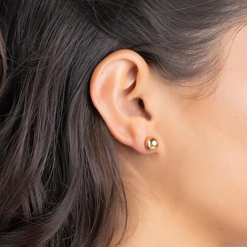 14k Gold Ball Stud Earrings Set, Sizes 3-14MM, High Polish Finish Ball Suds in Saudi Arabia