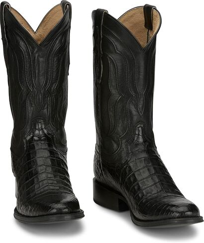 Tony Lama Tremaine 12" Caiman Exotic Leather Men’s Cowboy Boot, Handcrafted Western-Boots with Intricate Stitching in Saudi Arabia