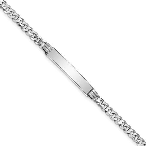 Jewels By Lux سوار معرف شخصي قابل للنقش من الذهب الأبيض عيار 14 قيراط للرجال والنساء بطول 7 بوصات وعرض 5 مم مع مشبك مخلب جراد البحر in Saudi Arabia
