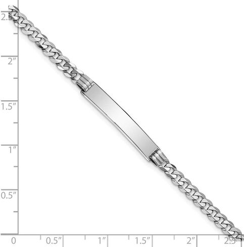 Jewels By Lux سوار معرف شخصي قابل للنقش من الذهب الأبيض عيار 14 قيراط للرجال والنساء بطول 7 بوصات وعرض 5 مم مع مشبك مخلب جراد البحر in Saudi Arabia