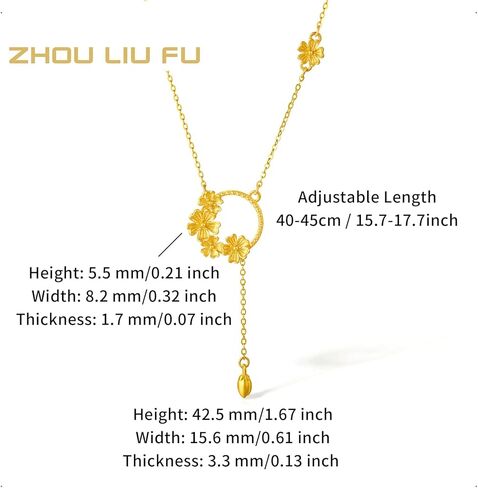 999 24K Gold Flower Necklace Garland Floral Pendant with 40+5cm Chain Wreathes Blessing 5 Flowers Solid Gold Jewellery Gift in Saudi Arabia