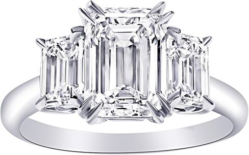 هيوستن دايموند ديستريكت 1 إلى 10 قيراط 3 ثلاثة أحجار الزمرد LAB GROWN خاتم خطوبة ألماس (F-G Color VS1-VS2 مجموعة فاخرة) in Kuwait