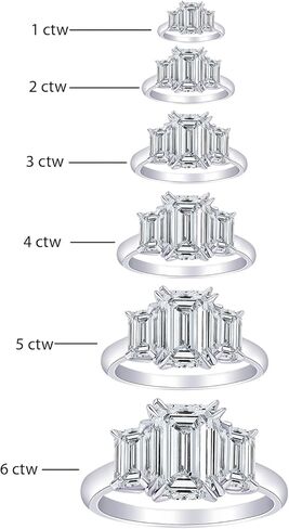 هيوستن دايموند ديستريكت 1 إلى 10 قيراط 3 ثلاثة أحجار الزمرد LAB GROWN خاتم خطوبة ألماس (F-G Color VS1-VS2 مجموعة فاخرة) in Kuwait