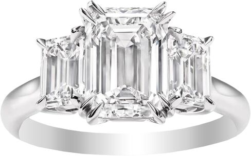 هيوستن دايموند ديستريكت 1 إلى 10 قيراط 3 ثلاثة أحجار الزمرد LAB GROWN خاتم خطوبة ألماس (F-G Color VS1-VS2 مجموعة فاخرة) in Kuwait