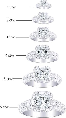 Houston Diamond District 1.75 to 6.75 Carat LAB GROWN Diamond Halo Style Baguette And Pave Set Round Cushion Cut Diamond Engagement Ring (E-F Color VS2-SI1 Clarity) in Saudi Arabia