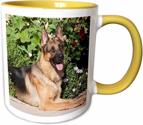 3dRose A German Shepherd Dog by Greenery Mug, 11 oz, Black in Saudi Arabia