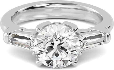 1-5 Carat (ctw) White Gold Round,Baguette Cut LAB GROWN Diamond Three Stone Engagement Ring (Color D-E Clarity VS1-VS2) in Saudi Arabia