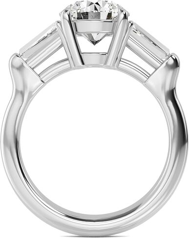 1-5 Carat (ctw) White Gold Round,Baguette Cut LAB GROWN Diamond Three Stone Engagement Ring (Color D-E Clarity VS1-VS2) in Saudi Arabia