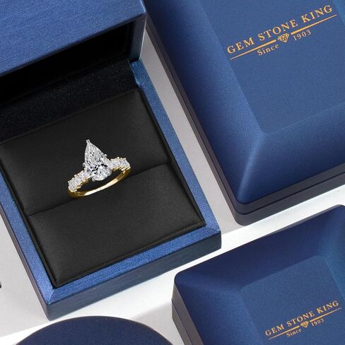 1.60-5.60 Cttw Lab Grown Diamond Engagement Ring For Women | 2-Tone 14K White and Yellow Gold | Pear Shape | IGI Certified | E-F | VS1-VS2 | Wedding Anniversary Ring | Size 5, 6, 7, 8, 9 in Saudi Arabia