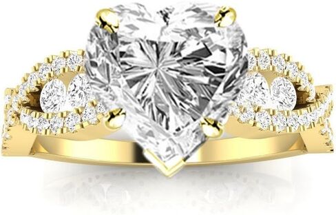 1.3 CTW Designer Twisting Eternity Channel Set Four Prong Diamond Engagement Ring w/ 0.7 Ct Heart Cut I Color SI1 Clarity Center in Saudi Arabia