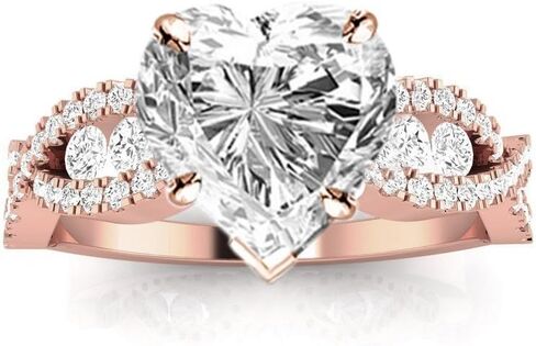 1.3 CTW Designer Twisting Eternity Channel Set Four Prong Diamond Engagement Ring w/ 0.7 Ct Heart Cut I Color SI1 Clarity Center in Saudi Arabia