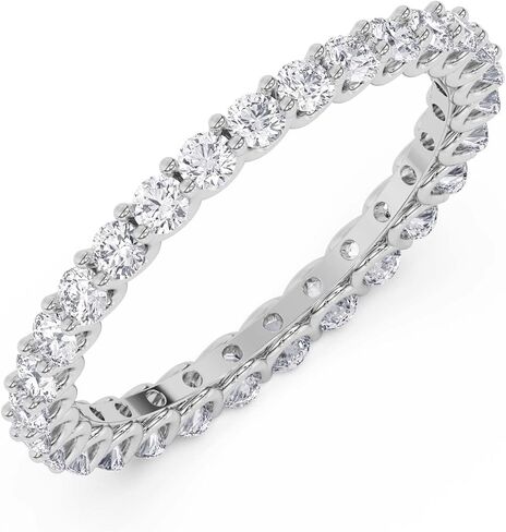 TANACHE 1-5 قيراط Lab Grown Diamond Eternity Band Ring للنساء من الذهب عيار 14 قيراط أو البلاتين، وضوح EF-VS، 4 شقوق 1-5 قيراط حلقات ألماس رائعة مستديرة، ذكرى سنوية أنيقة أو هدية مجوهرات الزفاف in Saudi Arabia